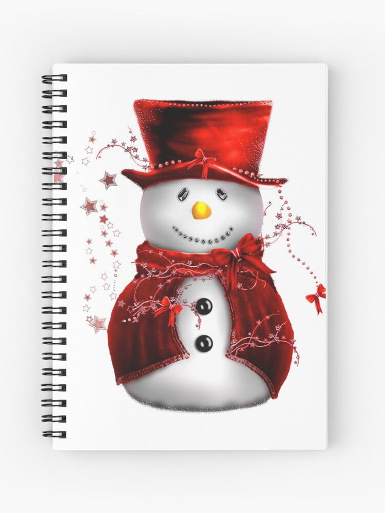 Cuaderno de espiral «Muñeco de nieve navideño en terciopelo rojo» de  GraphicAllusion | Redbubble