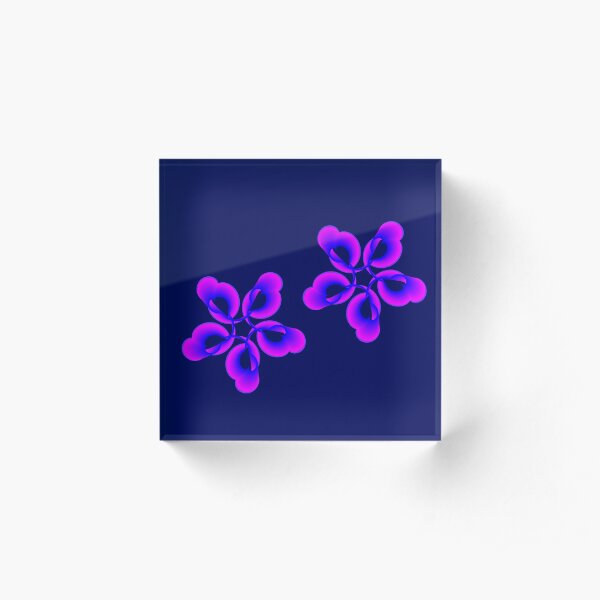 Spiral Pink Blue Abstract Flowers Acrylic Block