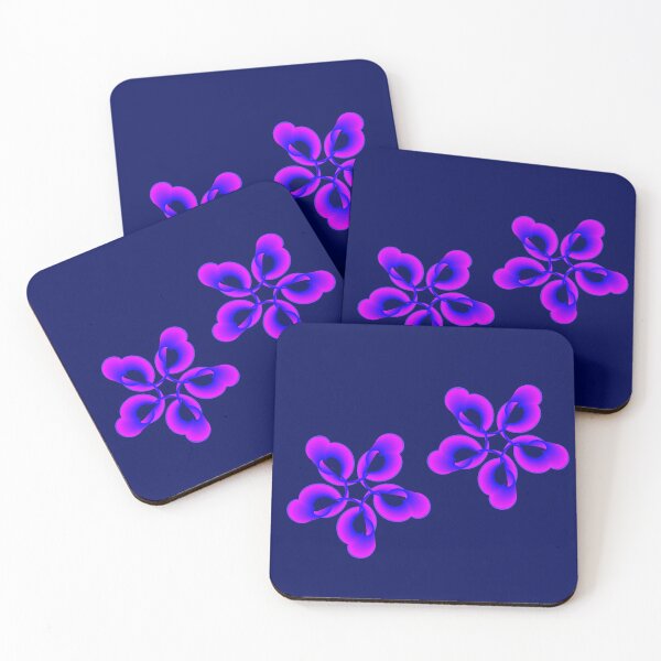 Spiral Pink Blue Abstract Flowers Coasters (Set of 4)