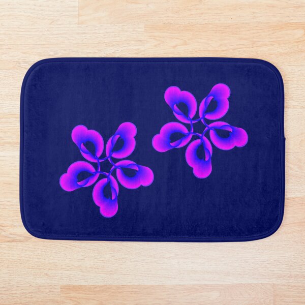 Spiral Pink Blue Abstract Flowers Bath Mat