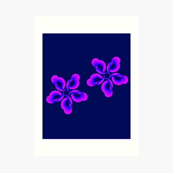 Spiral Pink Blue Abstract Flowers Art Print