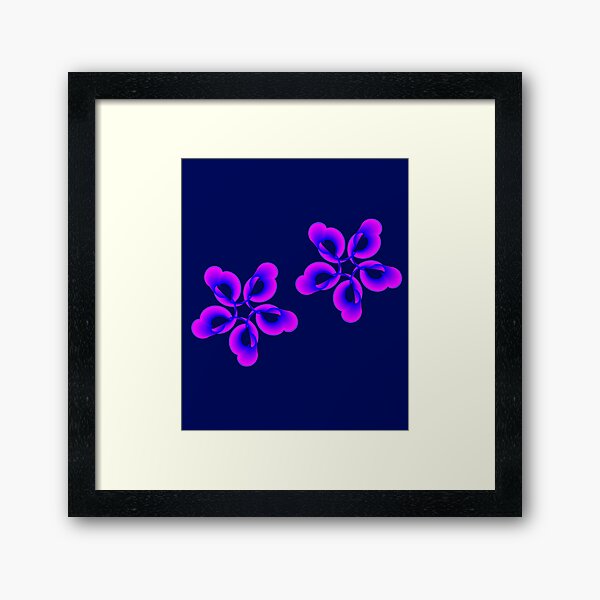 Spiral Pink Blue Abstract Flowers Framed Art Print