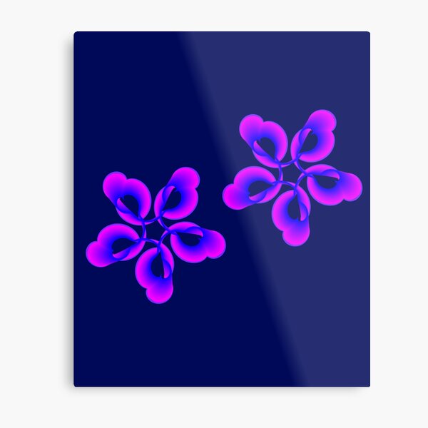 Spiral Pink Blue Abstract Flowers Metal Print