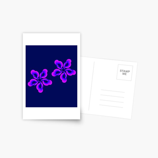 Spiral Pink Blue Abstract Flowers Postcard