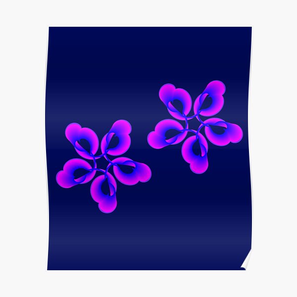 Spiral Pink Blue Abstract Flowers Poster