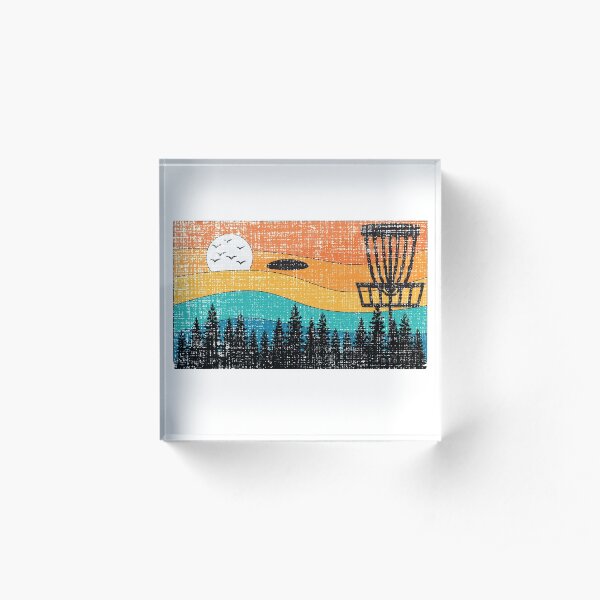 Vintage Retro Frisbee Disc Golf Frolf Stupid Tree Forest Acrylic Block