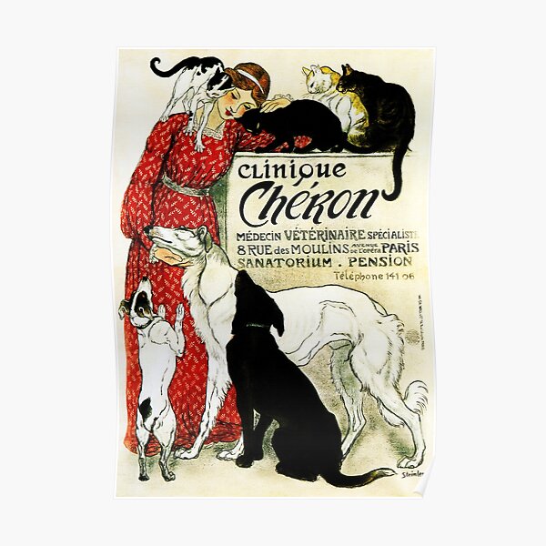 CLINIQUE CHERON Animal Clinic by Theophile Steinlen c1905 Vintage Advertising Art Poster