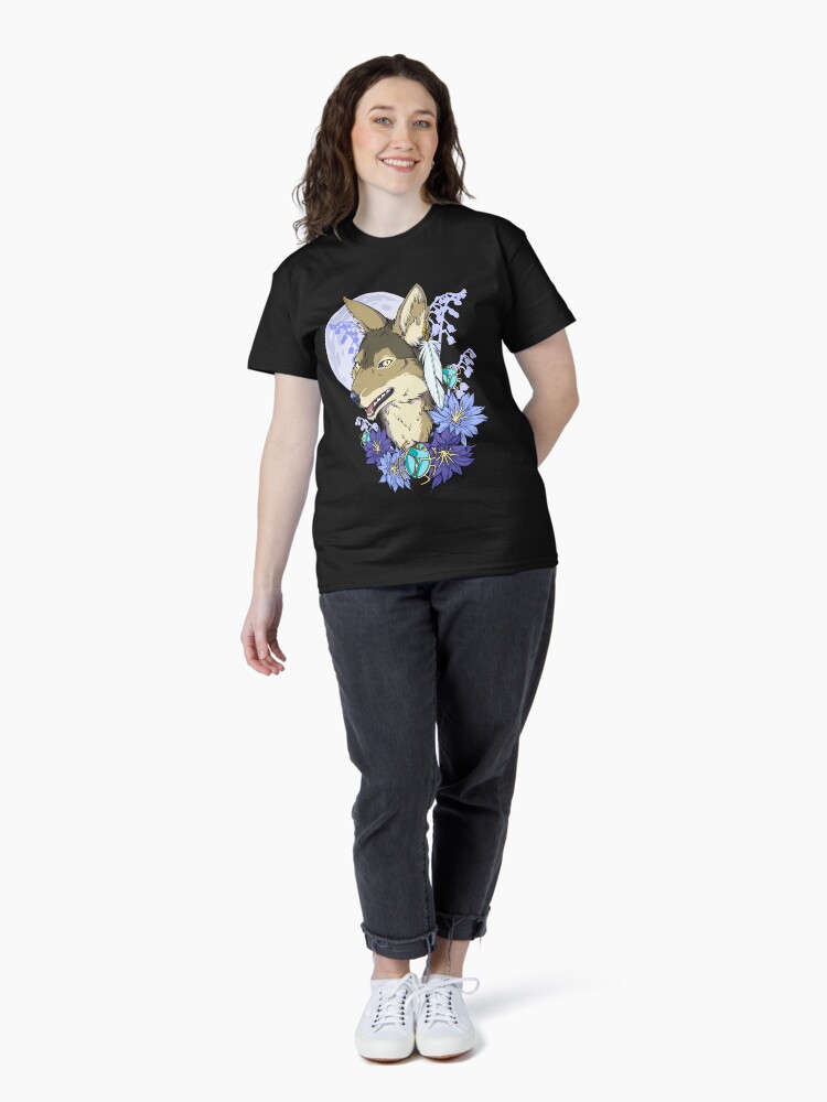 Thumbnail 4 of 7, Classic T-Shirt, Anubis Moon Jackal with Cactus Blooms designed and sold by cybercat.