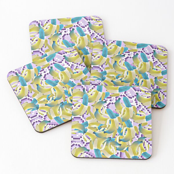 Item preview, Blue and yellow banana patten with purple  designed and sold by jellyrelish.
