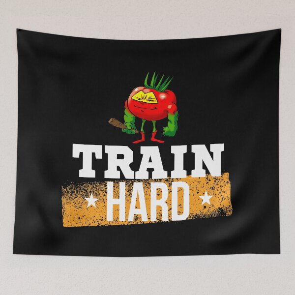 Item preview, Train Hard Tomato The Barbarian Foodietoon Superhero Bodybuilder Workout Power-lifter Weightlifter designed and sold by ProjectX23.
