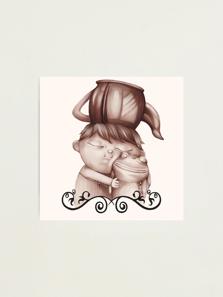 Thumbnail 1 of 3, Photographic Print, Greg cuddling his frog - Over the Garden Wall fan art by Lavinia Knight / art official sweetener designed and sold by LaviniaKnight.