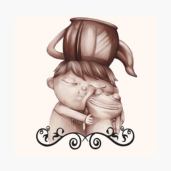 Greg cuddling his frog - Over the Garden Wall fan art by Lavinia Knight / art official sweetener  Photographic Print