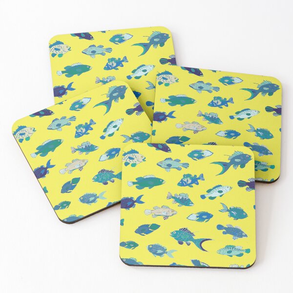 Item preview, Tropical Fish - Lemon, blue and teal - Nautical pattern by Cecca Designs designed and sold by Cecca-Designs.