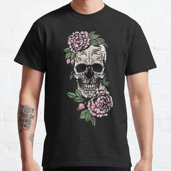 Red Rose Skull Short Sleeve T-shirt (Dark Colors) – 1848attire