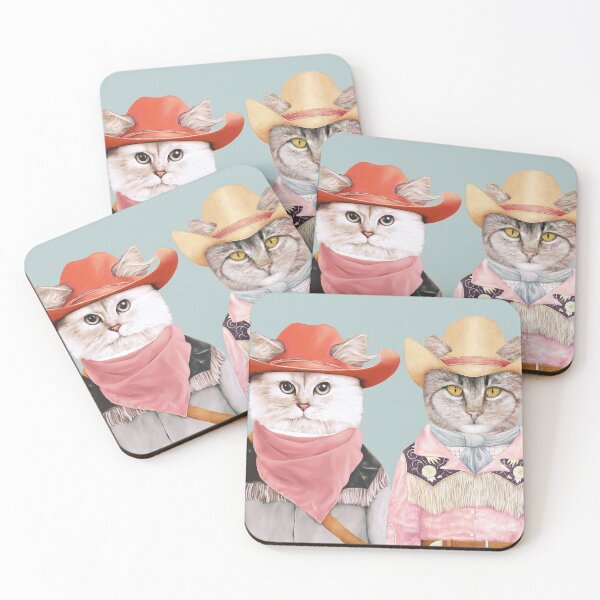 Cowboy Cats Dessous de verre (lot de 4)