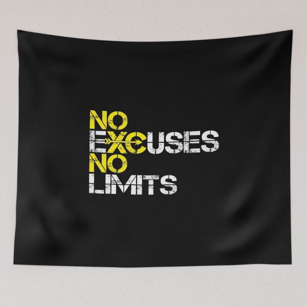 Item preview, No excuses no limits running cross country fitness gym sport motivation inspirational quote designed and sold by alenaz.