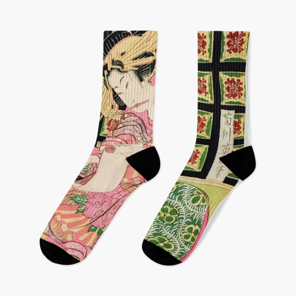 Item preview, Kikukawa Eizan - The Courtesan Hanazome of the Ogiya reading a letter and grinding ink designed and sold by Hangastudio.
