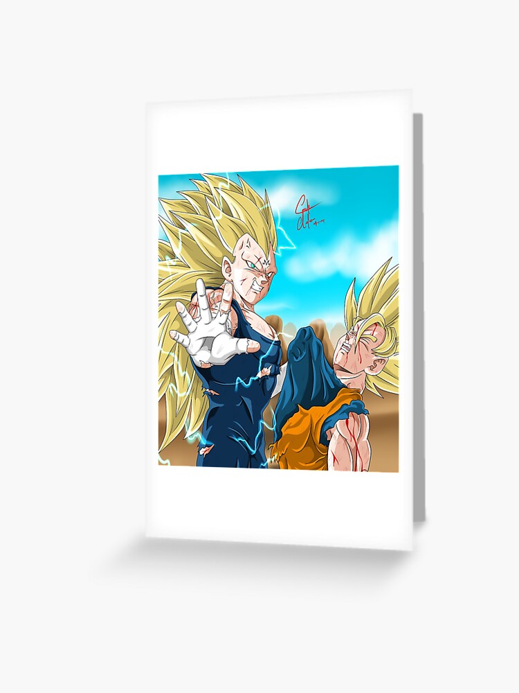 Majin Vegeta Super Saiyajin 3 Vs Goku Super Saiyajin 2 Greeting Card By Andreartist93 Redbubble