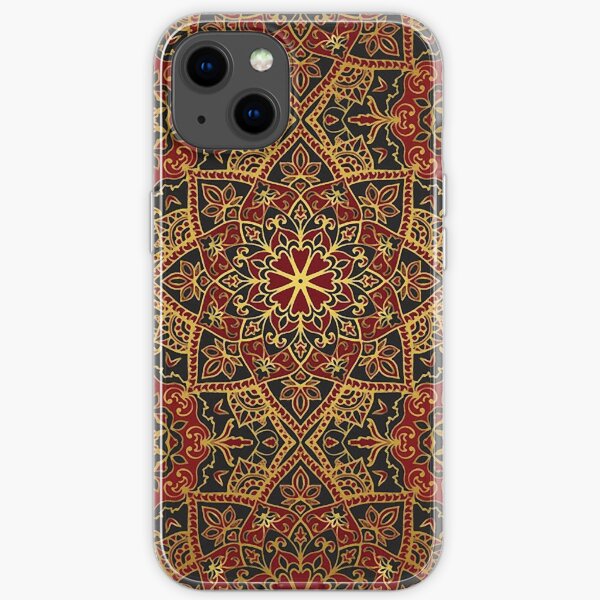 MEDIEVAL GEOMETRIC AND FLORAL MOTIFS IN RED BLUE GOLD YELLOW HUES iPhone Soft Case