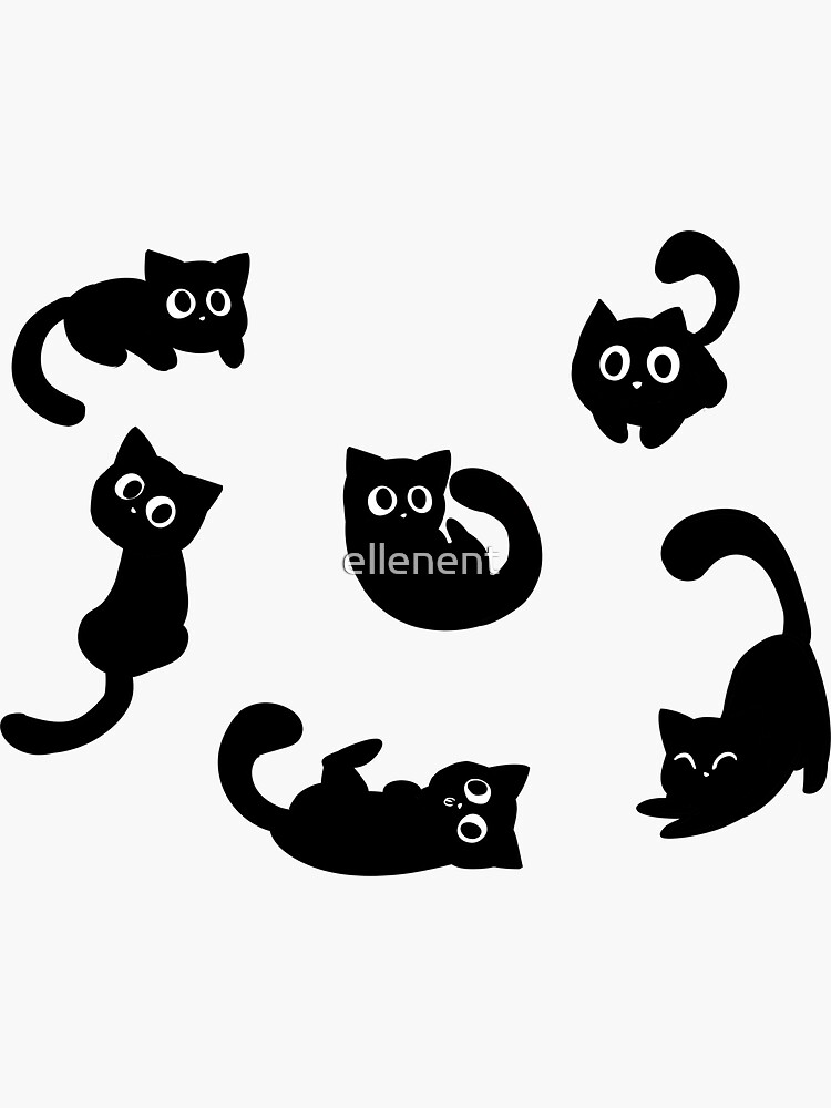 Thumbnail 3 of 3, Sticker, Black Cat Stamp designed and sold by ellenent.