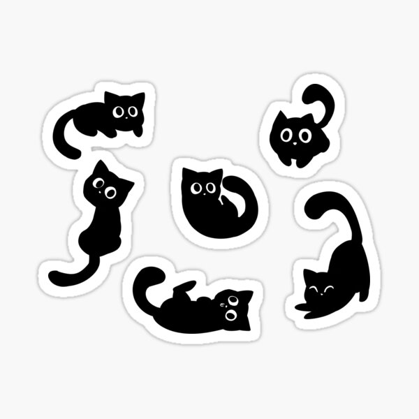 Schwarzer Katzenstempel Sticker