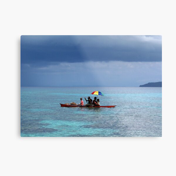 Melanesian Family with umbrella Metal Print