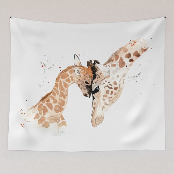 Item preview, Watercolor picture with giraffes designed and sold by Cacatuart.