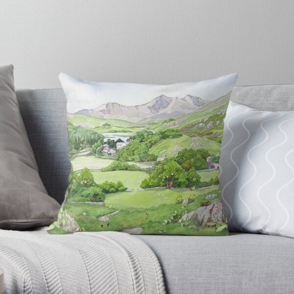 Snowdon from Capel Curig, North Wales Throw Pillow