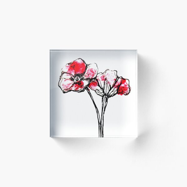 poppy bouqet sketch Acrylic Block