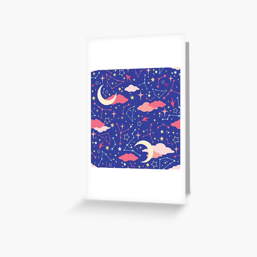 Constellation Stars and Moons in Neon Pastels Greeting Card