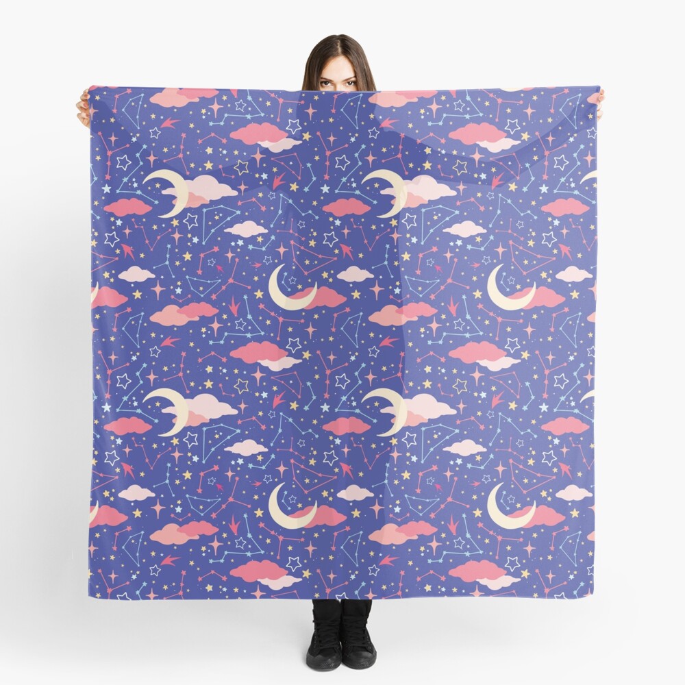 Constellation Stars and Moons in Neon Pastels Scarf