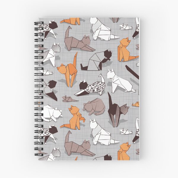 Item preview, Origami kitten friends // grey linen texture background paper cats designed and sold by SelmaCardoso.