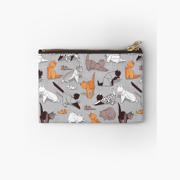 Item preview, Origami kitten friends // grey linen texture background paper cats designed and sold by SelmaCardoso.