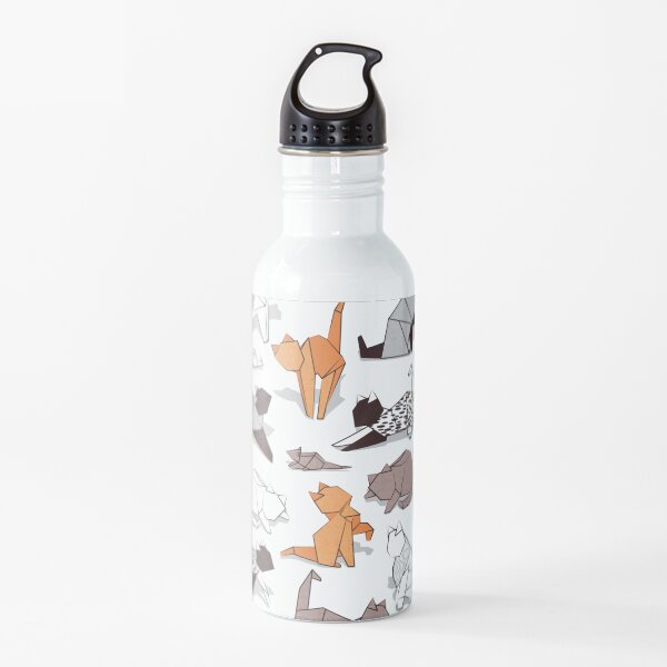 Origami kitten friends // white background paper cats Water Bottle