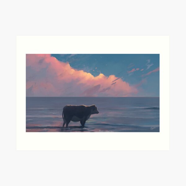 A Cow At The Sea Art Print