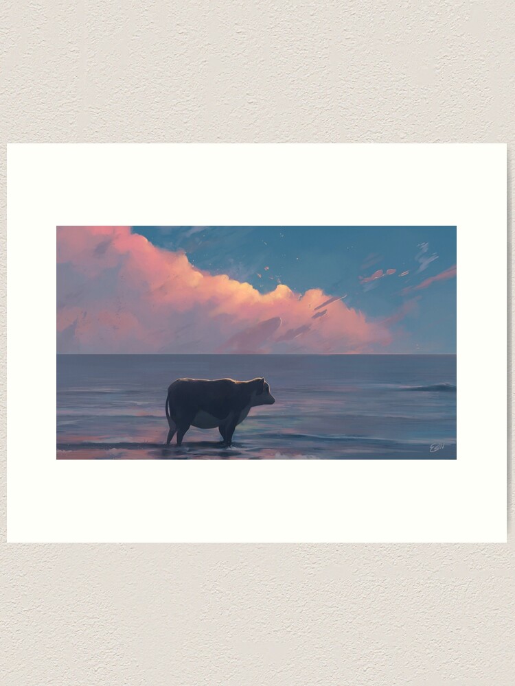 Alternate view of A Cow At The Sea Art Print