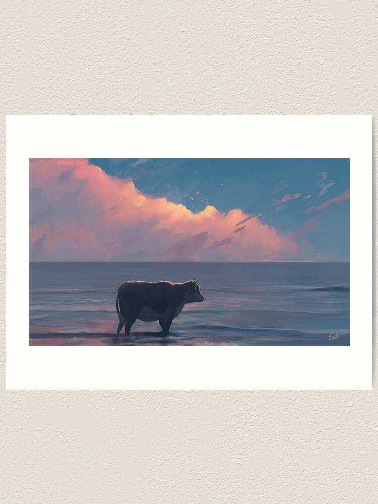 Alternate view of A Cow At The Sea Art Print