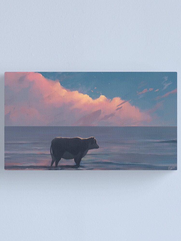 Alternate view of A Cow At The Sea Canvas Print