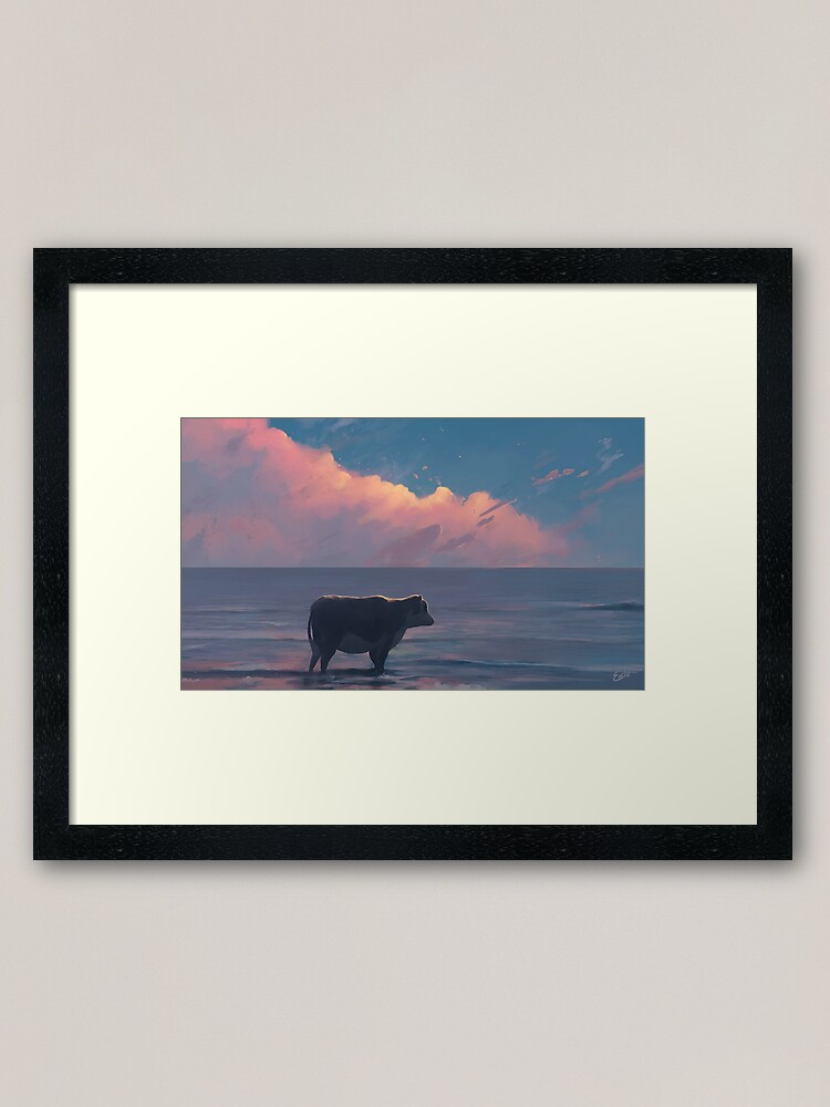Thumbnail 2 of 7, Framed Art Print, A Cow At The Sea designed and sold by RabbitRan.