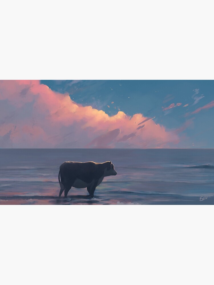 Thumbnail 7 of 7, Framed Art Print, A Cow At The Sea designed and sold by RabbitRan.
