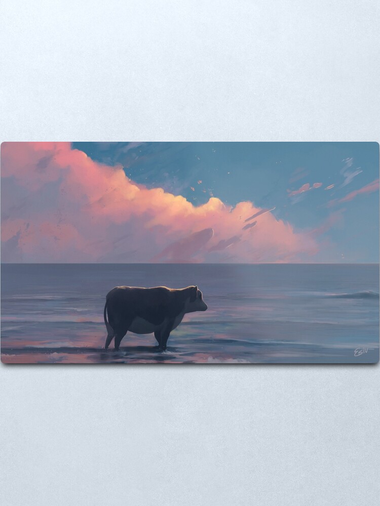 Alternate view of A Cow At The Sea Metal Print