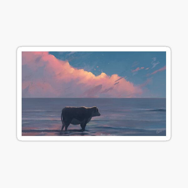 A Cow At The Sea Sticker