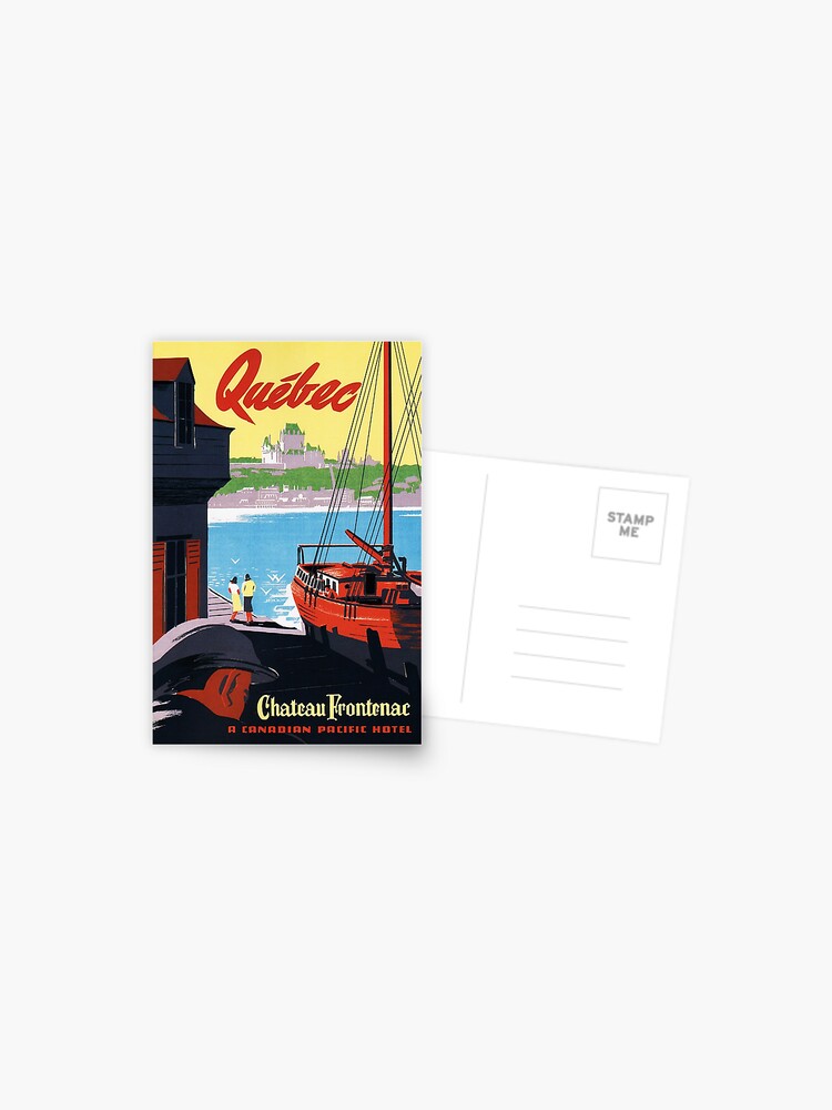 Postal Quebec Chateau Frontenac Canada Scenic Ship Harbour Vintage Turismo Art Deco De Retroposters Redbubble
