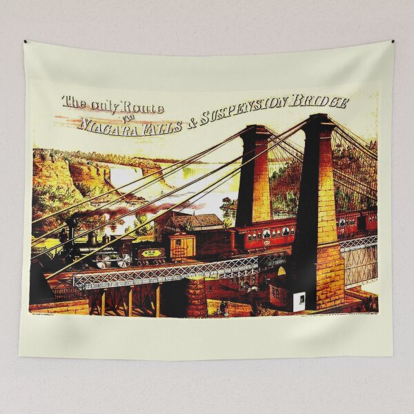 Item preview, NIAGARA FALLS : Vintage 1898 Railway and Suspension Bridge Travel Print designed and sold by posterbobs.