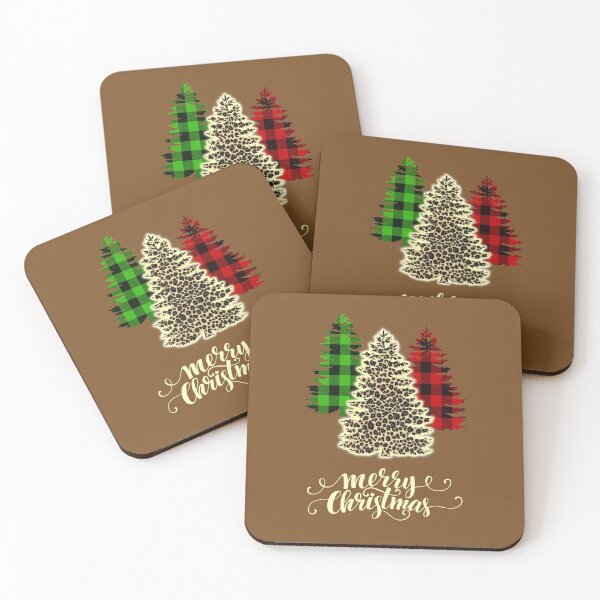 Item preview, Merry Christmas | Leopard Print and Buffalo Plaid  Christmas Trees  designed and sold by PureCreations.