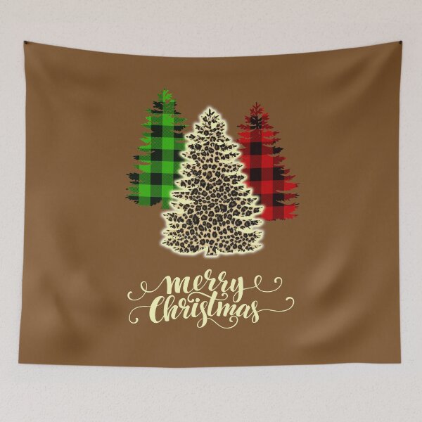 Item preview, Merry Christmas | Leopard Print and Buffalo Plaid  Christmas Trees  designed and sold by PureCreations.
