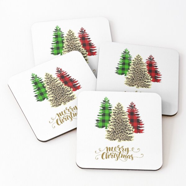 Item preview, Merry Christmas | Leopard Print and Buffalo Plaid  Christmas Trees  designed and sold by PureCreations.