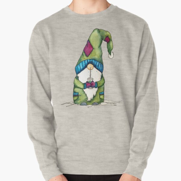 Little Gnome With Coffee Pullover Sweatshirt