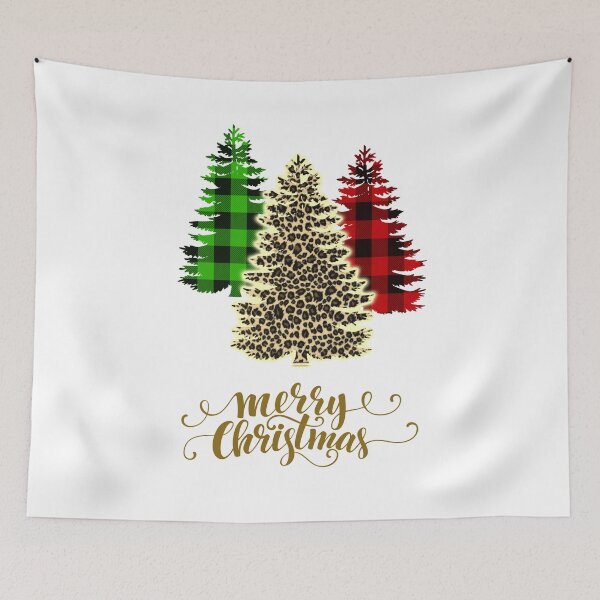 Item preview, Merry Christmas | Leopard Print and Buffalo Plaid  Christmas Trees  designed and sold by PureCreations.