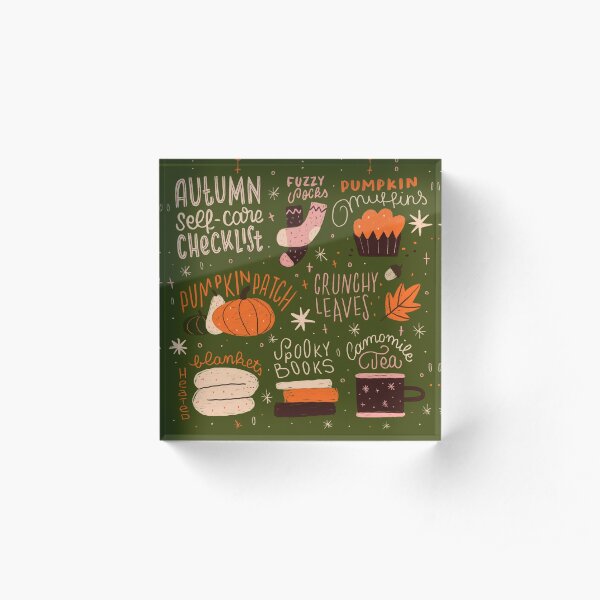 Autumn Self-care Checklist Acrylic Block